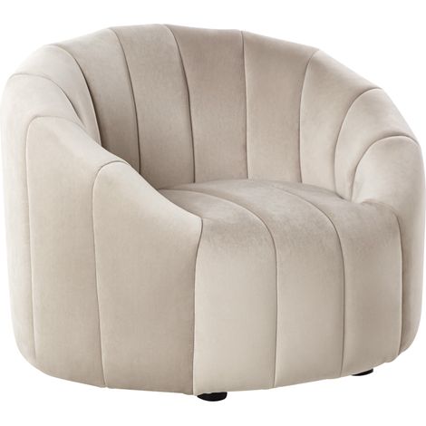 Sillón terciopelo asiento acolchado respaldo bajo beige Malung