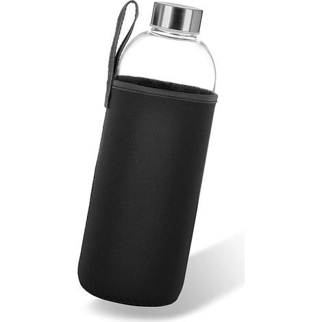 Bouteille d'eau en verre borosilicate noir à large ouverture, 550 ml, 1 pièce (1/5)