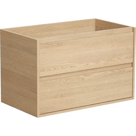 Mobile sotto lavabo sospeso 80 cm Placcatura rovere - MILIPAM (1/5)