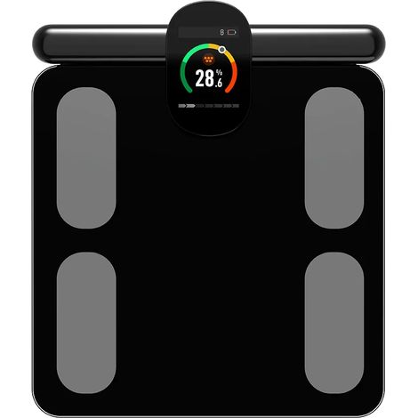 (Noir) Balance connectée Smart Body Scale, balance numérique à 8 électrodes, peut mesurer le poids, la graisse corporelle, l'IMC et la composition corporelle. (1/5)