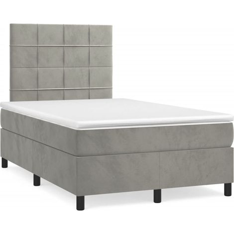 Sommier à lattes de lit avec matelas LED gris clair 120x190 (1/5)
