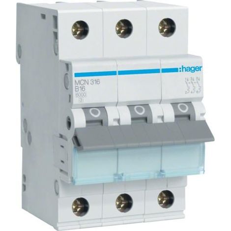 Hager MCN316 Interruptor automático 3 polos 16 A