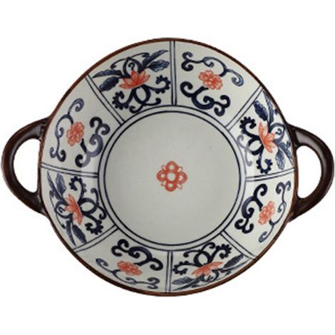 Bol à soupe à double anse, bol ménager en céramique de forme irrégulière, bol à salade ménager pour nouilles grillées (1/5)