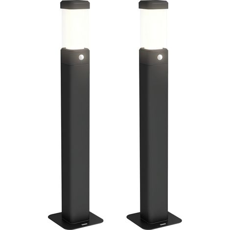 Lot de 2 lampes d'extérieur, bornes lumineuse LED, Etanche IP65, Lanterne pour les chemins et les allées - noir (1/5)