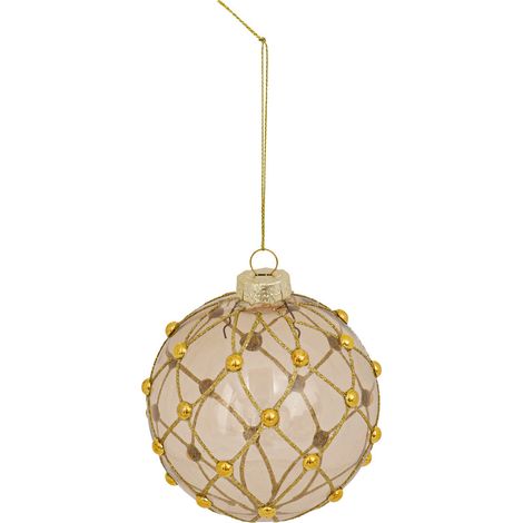 Déco Sapin Boule de Noël en Verre D 10 cm Bronze déco Perles dorées - Feeric Christmas (1/3)