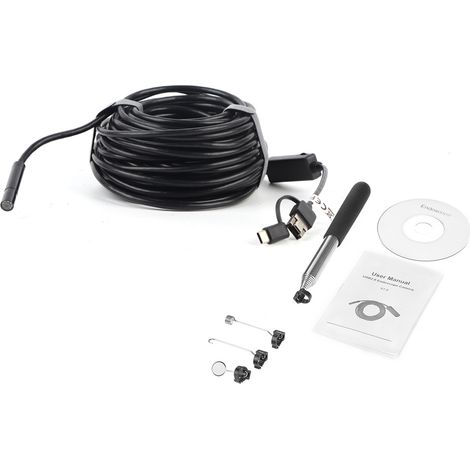 1 endoscope USB noir 15 mètres, caméra 2 mégapixels étanche pour inspection de tuyaux et automobile (1/5)