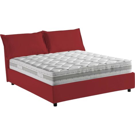 Talamo Italia Letto matrimoniale Silvia, Letto contenitore con rivestimento in tessuto, 100% Made in Italy, Apertura frontale, con materasso Cm 140x190 incluso, Rosso, con imballo rinforzato