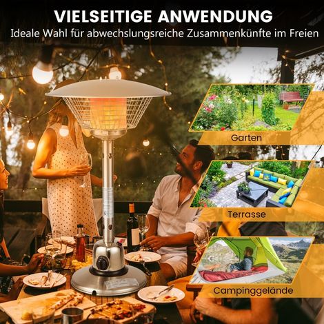 Chauffage de table pour terrasse, 3200 W, acier inoxydable, sécurité