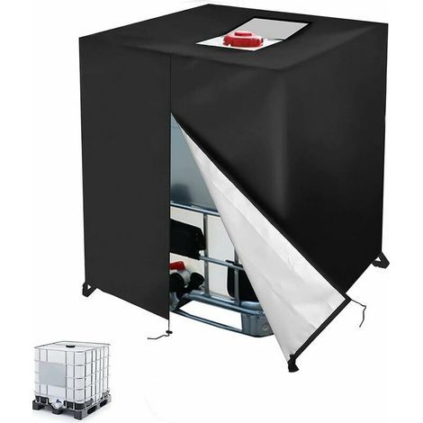 Copertura per serbatoio d'acqua IBC da 1000 litri – Protezione UV – Resistente agli strappi – Dimensioni 120x110x116 cm – Chiusura con cerniera e coulisse – UV 420 D (1/5)