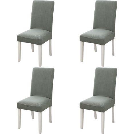 Ensemble de 4 housses de chaises de salle à manger extensibles et douces, vertes.