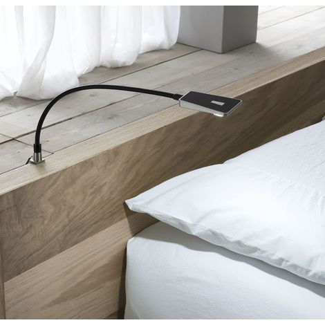 L&S Led Bettpaneelleuchte Area Light 24 V/DC schwarz - LED-Bettleuchte mit flexiblem Arm und Dimmfunktion, 3400K, 1,8W (1/5)