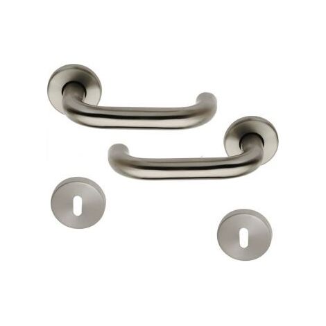 Poignée de porte intérieure design en inox sur rosace ronde Clé L, TUBULAIRE