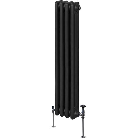 Traditioneller 3-Spalten-Heizkörper Zentralheizung Vertikal Schwarz 1500x202mm