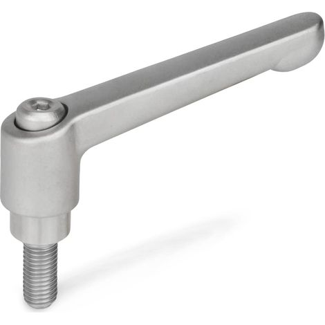 Levier de serrage réglable avec vis filetée – 78-M10-40-IS  Acier inoxydable  Longueur de la poignée : 78 mm  Filetage : M10 x 40  1 pièce (1/3)