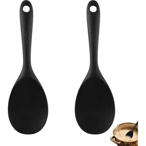 2 PCS Cuillère De Service, Cuillère à Riz En Silicone Antiadhésive Grande Cuillère Résistante à 230°c, Compatible Autocuiseur, Antiadhésive, Pour Riz, Purée, Soupe, Ergonomique (1/5)