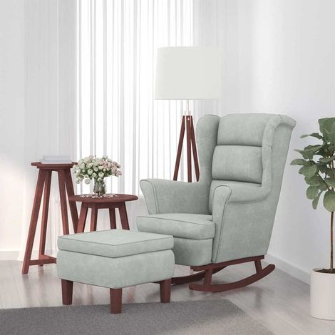 vidaXL Mecedora con respaldo alto de terciopelo y madera maciza (1/5)