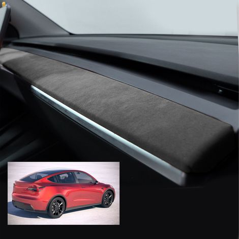 (T04) Garniture de tableau de bord en Alcantara pour Tesla Model 3/Y 2019-2023 Noir