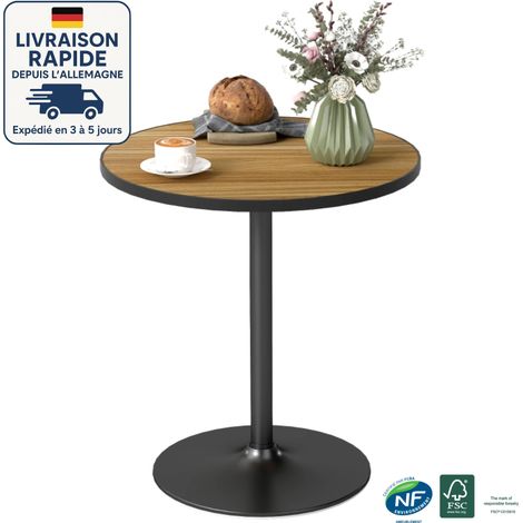 Table Ronde Noir Loisirs Table à Manger Scandinave Balcon Petite Table Ronde -plateau de table en bois (Ø70 x 76 cm) (1/5)