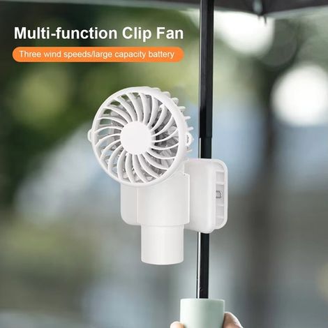 1 piece. Colour: Apricot. Material: Plastic. Multifunctional clip-on fan, USB, compact, mini, portable stand. (1/5)
