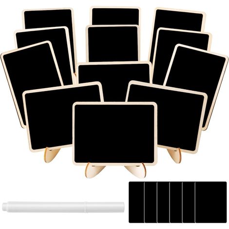 Mini Chalkboard - Rectangular Wooden Writing Board with Detachable Stand - for Buffet Signs Price Tags Table Cards Wedding Decor - 12 Pieces