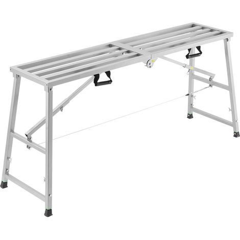 Plateforme de travail pliante en acier allié, 4 hauteurs réglables, capacité 800 livres, pieds antidérapants, peinture (1/5)