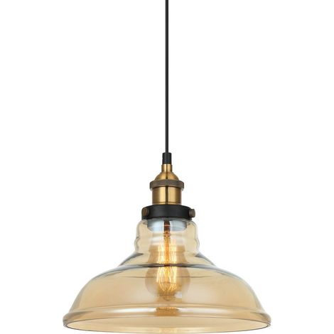 Italux Hubert lampadario loft nero oro vetro acciaio E27 (1/3)