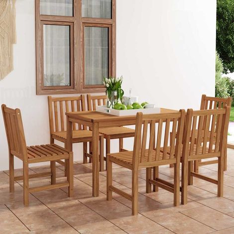 Ensemble de salle à manger de jardin 7 pièces-Salon de jardin 120 x 70 cm en bois de teck massif (1/5)