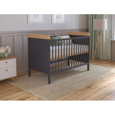 Lit Bebe Evolutif Avec Matelas - Lit Bebe Set Complet 120x60 cm Bois,Anthracite-Pin convertible (1/5)
