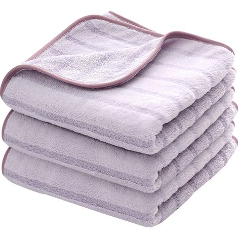 3 serviettes de toilette, coton 100 %, 35 x 75 cm, absorbantes et douces, pour salle de bain, enfants et adultes (1/5)