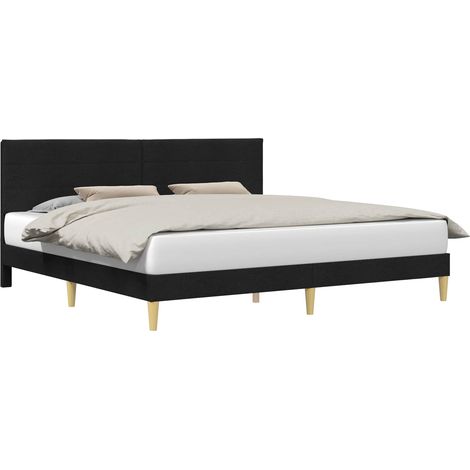 Bed Frame with Headboard Black 200 x 200 cm Fabric vidaXL (1/5)