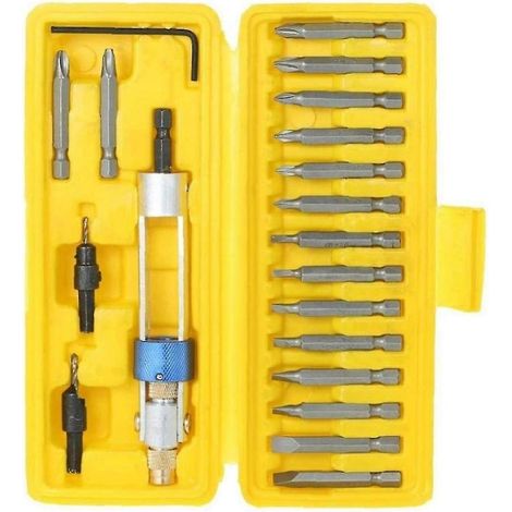Ensemble de 20 embouts de tournevis et de perçage avec tête pivotante double usage et forets HSS pour perceuses électriques (1/5)