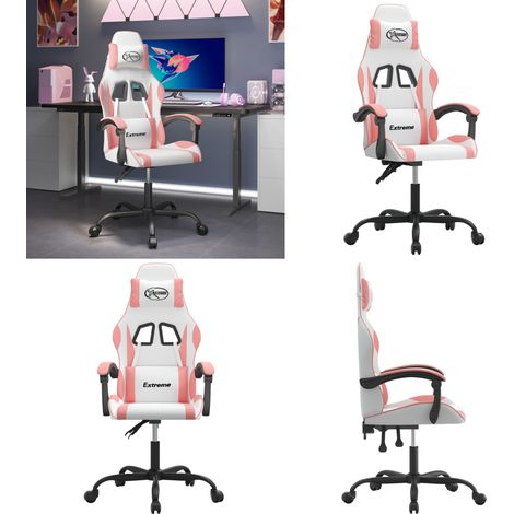 vidaXL Chaise de jeu Blanc et rose Similicuir (1/5)