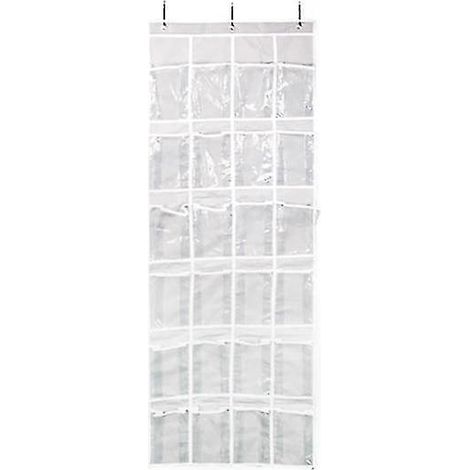 Organisateur de chaussures à suspendre à la porte, grande capacité, avec 24 poches transparentes et 3 crochets, idéal pour ranger vos chaussures à la maison ou en résidence étudiante. (1/5)