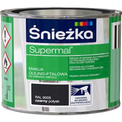 Śnieżka Supermal Öl-Phthalsäure-Emaille Holz Metall schwarz glänzend 0,2L