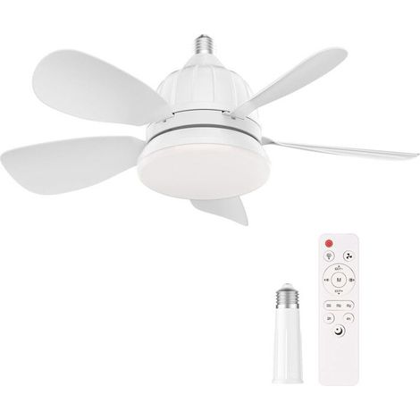 Ventilateur De Plafond Avec Lumiere E27 Réglable - Luminaire Ventilateur Plafond 40W 6 Pales +Télécommande - Barre D’Extension 120mm (1/5)