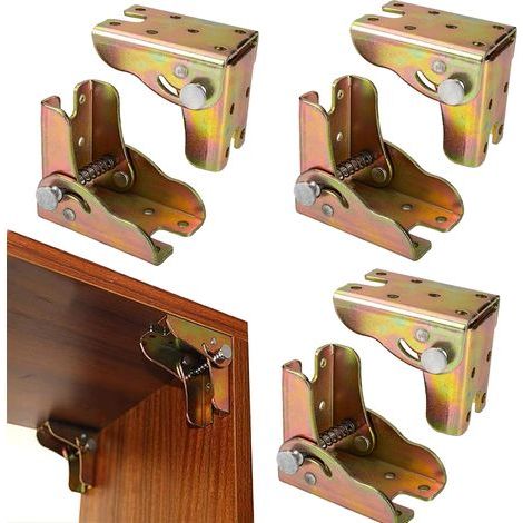 6 Pcs Charnières Pliantes, Charniere Pliante Autobloquante, Charnière Pliante à 90 Degrés, Supports de Pieds de Table Pliables, Charnières de Pieds Pliables Pliants pour Pieds de Table Lit (1/5)