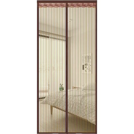 90x200cm brun Moustiquaire Porte Fenetre Magnétique Rideau de Porte Antimoustique Maille Ultra Fine Moustiquaire avec Fermeture Aimantée Sans Perçage pour de Balcon, Chambre (1/5)