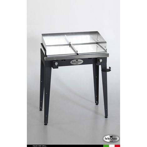 Grill 8.4 Inox Piastra liscia - Grigio antracite - Senza portapiatti - Con paraschizzi - Senza kit mensola e ruote - barbecue, griglia, giardino, carne, a gas, acciaio made in Italy (1/3)