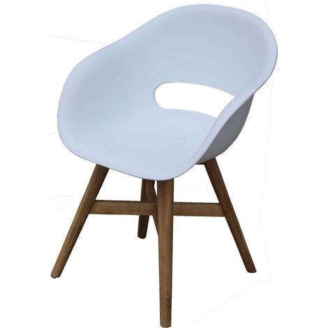 Inko Doro Gartensessel Akazie/Kunststoff weiß Gartenstuhl Sessel 61x53x86 cm