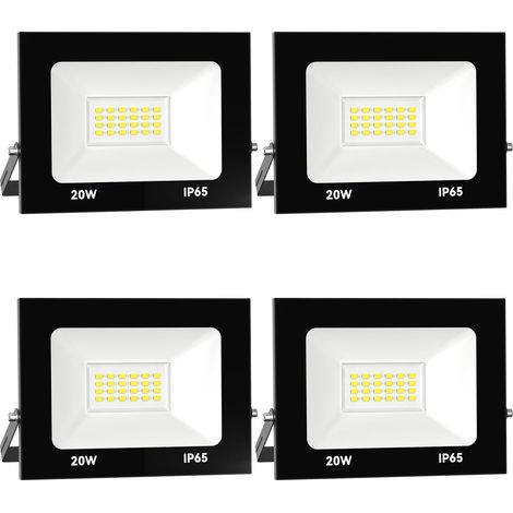 4x 20W Projecteur Exterieur LED, 2000LM Spot LED Extérieur, 6000K Blanc Froid Projecteur Led IP66 Imperméable Spot LED, Sécurité Floodlight pour Jardin Cour Terrasse Square Usine