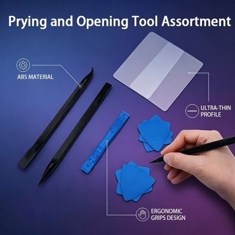 11 Pièces Prying and Opening Tool Assortment, Kit de Réparation pour Téléphone Tablette Ordinateur Portable, Kit Reparation avec Spatules en Plastique, Plectres, Outils de Démontage pour iPhone iPad (1/2)