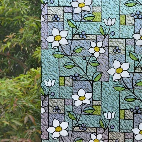 Film de confidentialité pour fenêtre Vitrail vitrail Film Film Film Couleur Motif Fleur de la Vie privée Sticker Autocollant Décoratif Film Vinyl Verre Non Adhésif for Maison Office Enfants (1/5)
