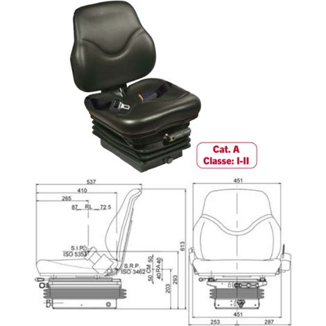 Sedile SC79 con molleggio meccanico M200 e cinture fisse omologato Cobo