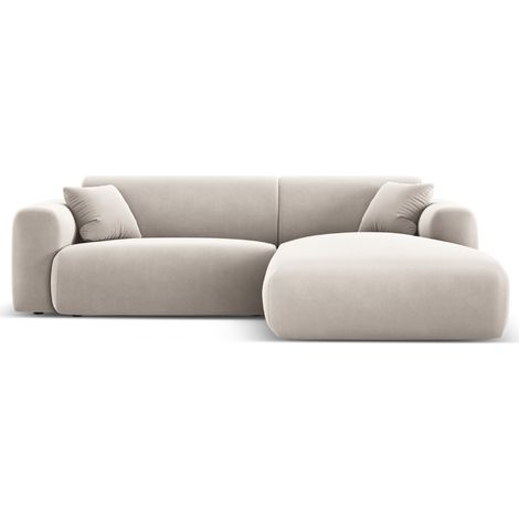 Canapé d'angle droit 4 places en velours beige clair (1/5)