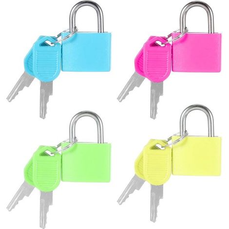Lucchetto per valigia, 4 pezzi – Con chiave, per viaggi aerei, mini, multicolore (1/5)