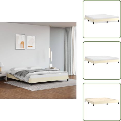 vidaXL Cadre de lit Crème 160x200 cm Similicuir (1/5)