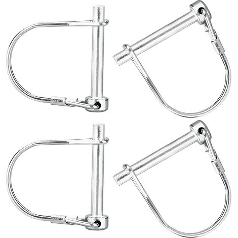 4 perni tubolari, perni di bloccaggio a forma di D 10 x 70 mm, supporto quadrato, perni tubolari resistenti, per rimorchi agricoli, prato, giardino (1/5)