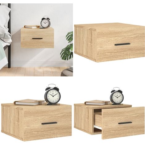 Mesita de noche de pared color roble Sonoma 35x35x20 cm - Mesita de pared - Mesita de noche de pared