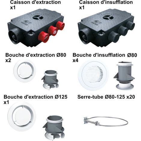 Kit d'accessoires pour VMC 4 piquages pour VDFT4 - AXELAIR - KVDF4P (1/2)