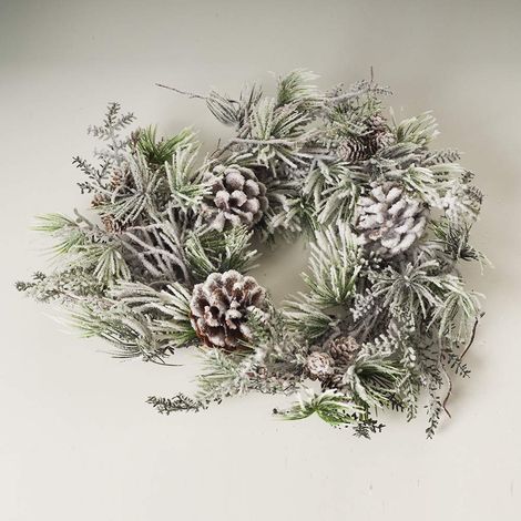 Express Flor Corona di pino/abete artificiale con ananas nevoso 40 cm (1 pz.), 8435461501308 (1/3)